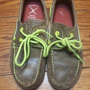 Twisted X Youth Leather Lace-up Bomber/Neon Yellow